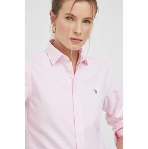 Bavlněná košile  Polo Ralph Lauren růžová barva, regular, s klasickým límcem