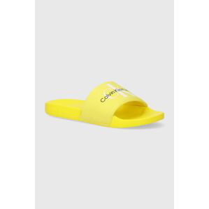 Pantofle Calvin Klein Jeans SLIDE MONOGRAM CO dámské, bílá barva, YW0YW00103