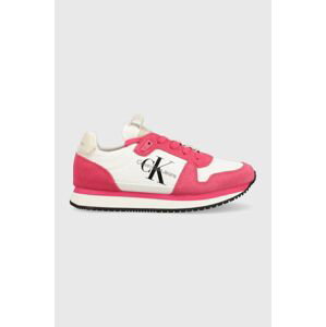 Sneakers boty Calvin Klein Jeans RUNNER SOCK LACEUP NY-LTH WN růžová barva