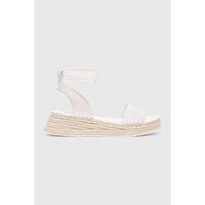 Sandály Calvin Klein Jeans SPORTY WEDGE ROPE SU CON dámské, bílá barva, na platformě, YW0YW00977