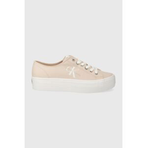 Tenisky Calvin Klein Jeans VULC FLATFORM ESSENTIAL MONO dámské, růžová barva, YW0YW01030