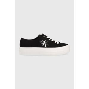 Tenisky Calvin Klein Jeans VULC FLATFORM ESSENTIAL MONO dámské, černá barva, YW0YW01030