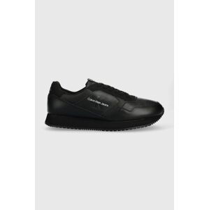 Kožené sneakers boty Calvin Klein Jeans YM0YM00581 RETRO RUNNER LTH-PU MONO PATCH černá barva