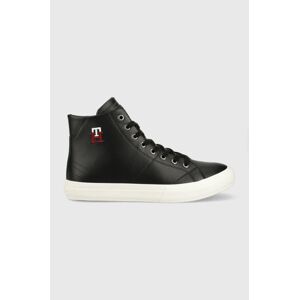 Kožené sneakers boty Tommy Hilfiger TH HI VULC STREET LEATHER černá barva, FM0FM04739