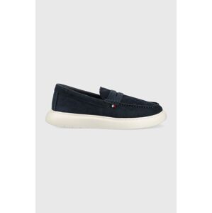 Semišové mokasíny Tommy Hilfiger TOMMY HILFIGER HYBRID LOAFER pánské, tmavomodrá barva, FM0FM04440