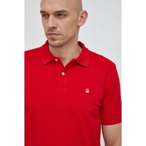 Bavlněné polo tričko United Colors of Benetton červená barva