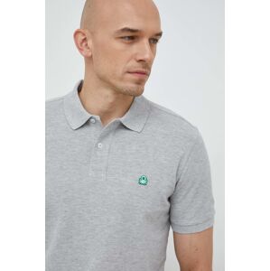 Bavlněné polo tričko United Colors of Benetton šedá barva