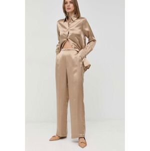 Kalhoty Max Mara Leisure dámské, zlatá barva, jednoduché, high waist