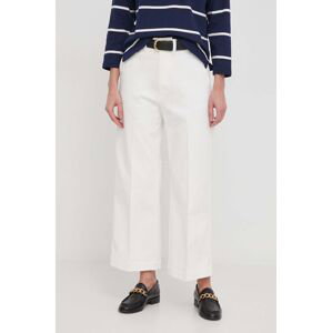 Kalhoty Polo Ralph Lauren dámské, béžová barva, široké, high waist, 211873988