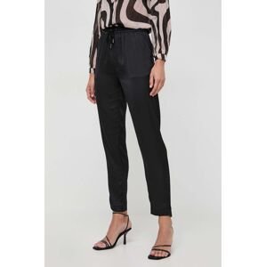 Kalhoty Guess VIOLA dámské, černá barva, jednoduché, high waist, W3GB13 WD8G2