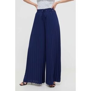 Kalhoty Guess NEW SVEVA dámské, tmavomodrá barva, široké, high waist, W3GB51 WFEA2