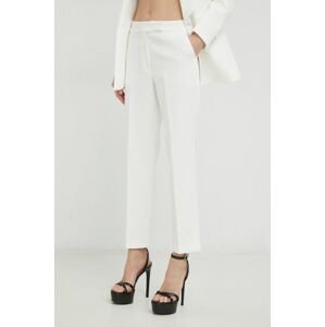 Kalhoty Ivy Oak dámské, bílá barva, jednoduché, high waist, IO1100X5124