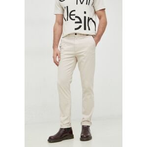 Kalhoty Calvin Klein pánské, béžová barva, jednoduché