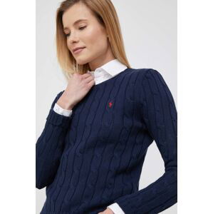 Bavlněný svetr Polo Ralph Lauren tmavomodrá barva