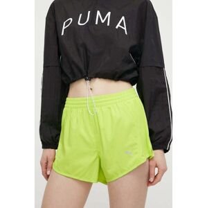Běžecké šortky Puma Favourite Velocity zelená barva, medium waist, 523178