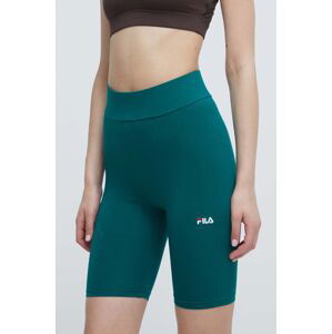 Kraťasy Fila Buckautal dámské, zelená barva, hladké, high waist, FAW0455