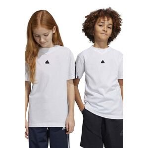 Dětské bavlněné tričko adidas U FI 3S bílá barva, s aplikací