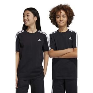 Dětské bavlněné tričko adidas U 3S černá barva, s aplikací