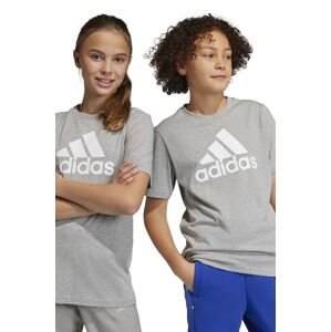 Dětské bavlněné tričko adidas U BL šedá barva, s potiskem