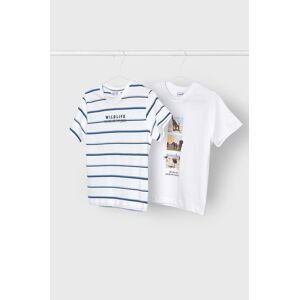Dětské bavlněné tričko Mayoral 2-pack bílá barva, s potiskem