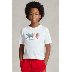 Dětské bavlněné tričko Polo Ralph Lauren bílá barva, s aplikací