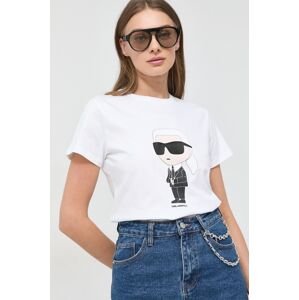 Bavlněné tričko Karl Lagerfeld bílá barva