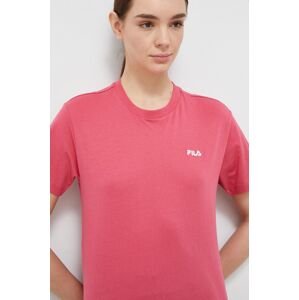 Bavlněné tričko Fila růžová barva