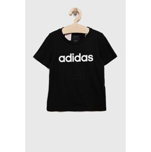 Dětské bavlněné tričko adidas G LIN černá barva