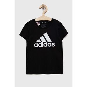 Dětské bavlněné tričko adidas G BL černá barva