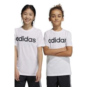 Dětské bavlněné tričko adidas U LIN bílá barva, s potiskem