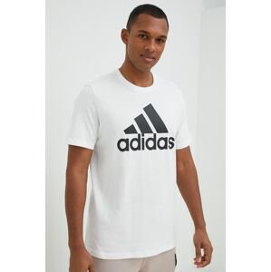 Bavlněné tričko adidas bílá barva, s potiskem, IC9349