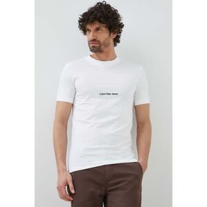 Bavlněné tričko Calvin Klein Jeans bílá barva, s aplikací