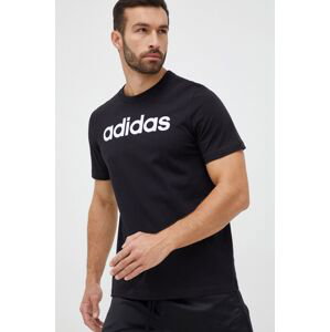 Bavlněné tričko adidas černá barva, s potiskem, IC9274