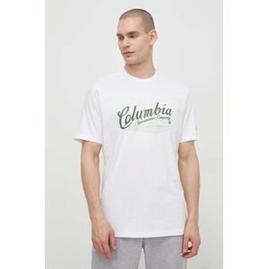 Bavlněné tričko Columbia Rockaway River bílá barva, 2022181