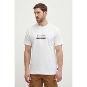 Bavlněné tričko Columbia Explorers Canyon bílá barva, 2036451