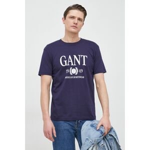 Bavlněné tričko Gant tmavomodrá barva