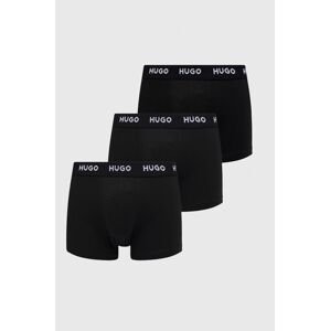 Boxerky HUGO (3-pack) pánské, černá barva