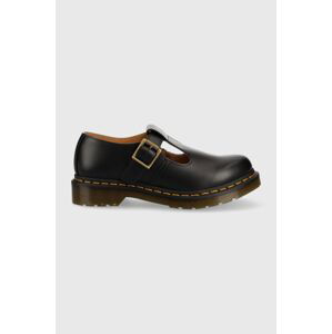 Kožené polobotky Dr. Martens dámské, černá barva, na plochém podpatku, DM14852001.Polley-Black.Smth