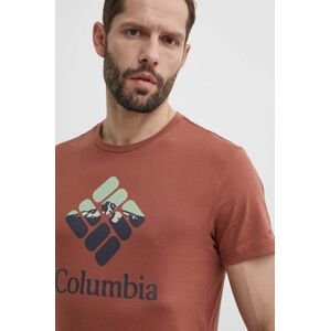 Bavlněné tričko Columbia Rapid Ridge červená barva, s potiskem, 1888813