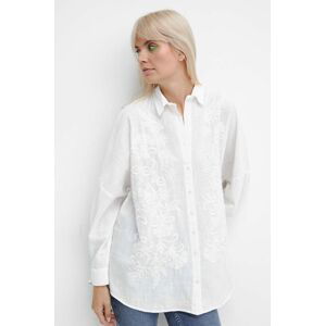 Košile Medicine bílá barva, relaxed, s klasickým límcem