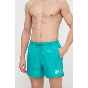 Plavkové šortky EA7 Emporio Armani zelená barva