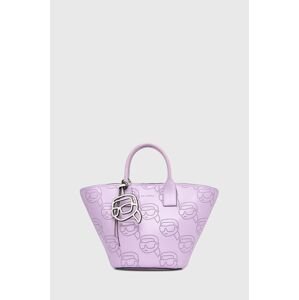 Kožená kabelka Karl Lagerfeld fialová barva
