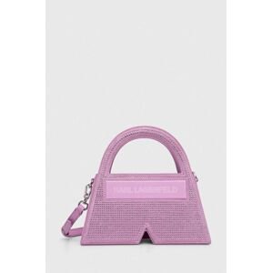 Semišová kabelka Karl Lagerfeld růžová barva