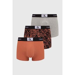 Boxerky Calvin Klein Underwear 3-pack pánské, hnědá barva, 000NB3528E