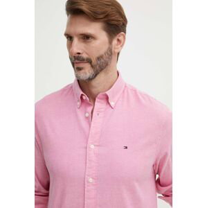 Košile Tommy Hilfiger pánská, růžová barva, regular, s límečkem button-down, MW0MW29968