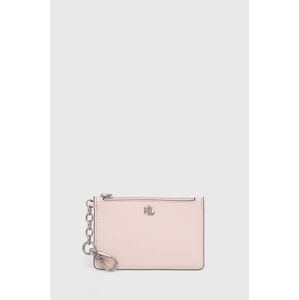 Kožená peněženka Lauren Ralph Lauren růžová barva, 432876731