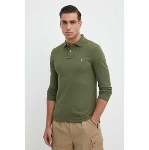 Bavlněné tričko s dlouhým rukávem Polo Ralph Lauren zelená barva, 710681126