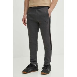 Tréninkové kalhoty Puma EVOSTRIPE šedá barva, s potiskem, 585814
