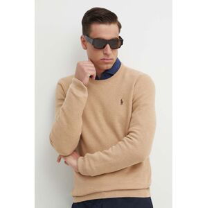 Bavlněný svetr Polo Ralph Lauren hnědá barva, lehký, 710918163