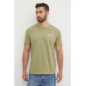 Bavlněné tričko Tommy Hilfiger zelená barva, UM0UM02916